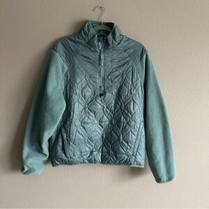 Fabletics Teal Quilted Fleece Quarter Zip Pullover Medium